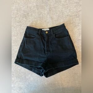 VINTAGE AMERICAN APPAREL BLACK HIGH WAIST DENIM JEAN SHORTS